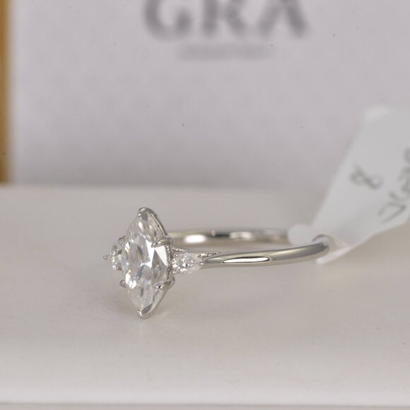 1.2 ct Moissanite Marquise Engagement Ring - Picture 3 of 8